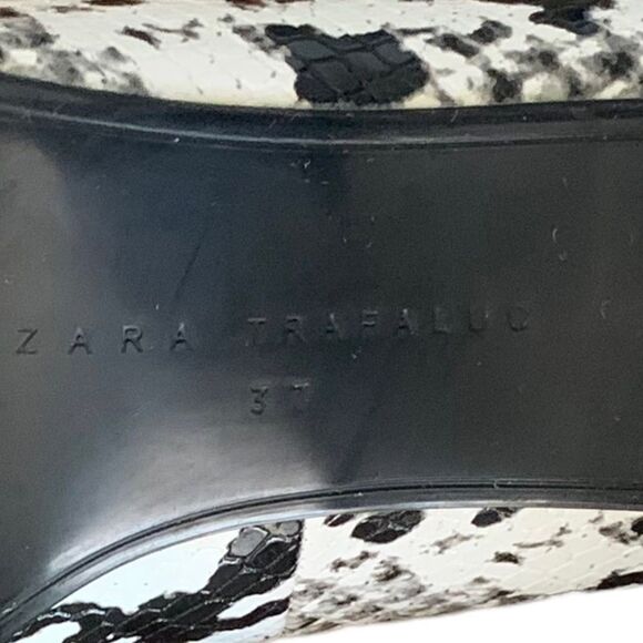 ZARA Woman Snakeskin Block Heel Pointed Toe Shoe Sz 37 6.5 - Picture 7 of 7